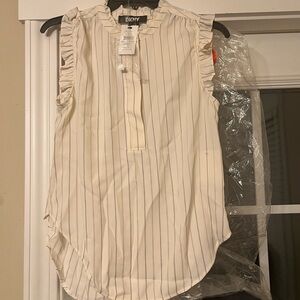 DKNY Women's Ivory Pinstripe Blouse